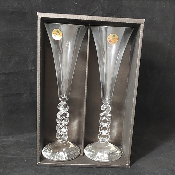 CRISTAL D’ARQUES NWT MILLENNIUM VINTAGE CHAMPAGNE FLUTE SET OF 2 - Picture 2 of 9